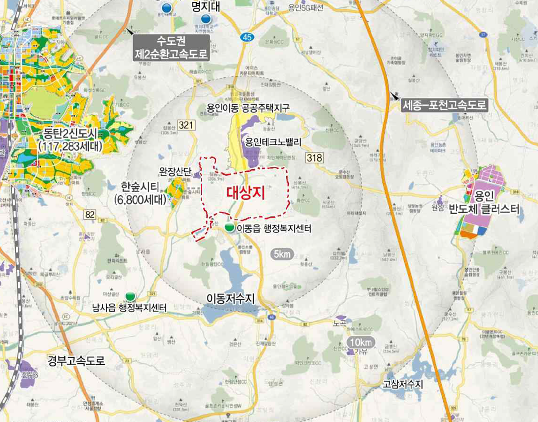 용인 클러스터 지도